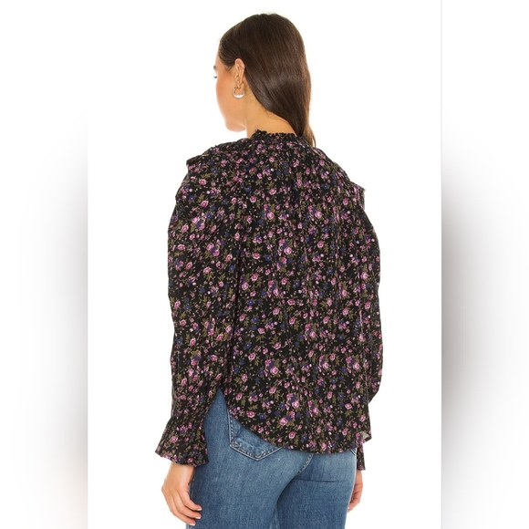 Free People Floral Meant To Be Blouse In Black Combo Size S Boho Chic Classic - Picture 6 of 16